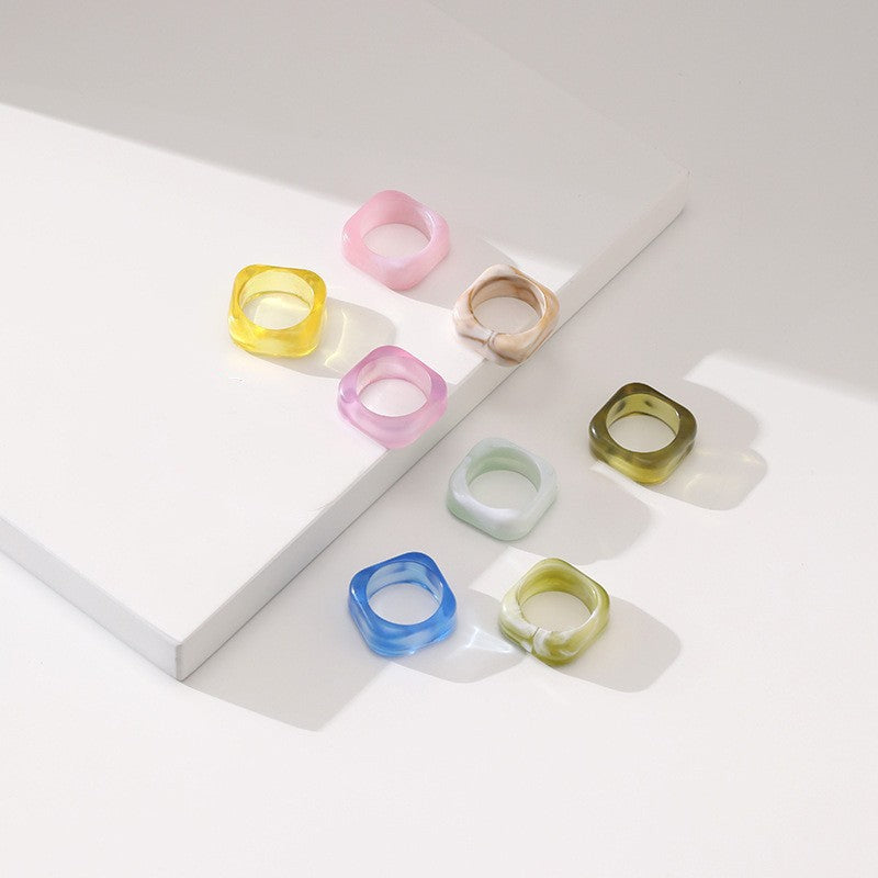 Women's Candy Color Korean Cute Suit Personalized Rings