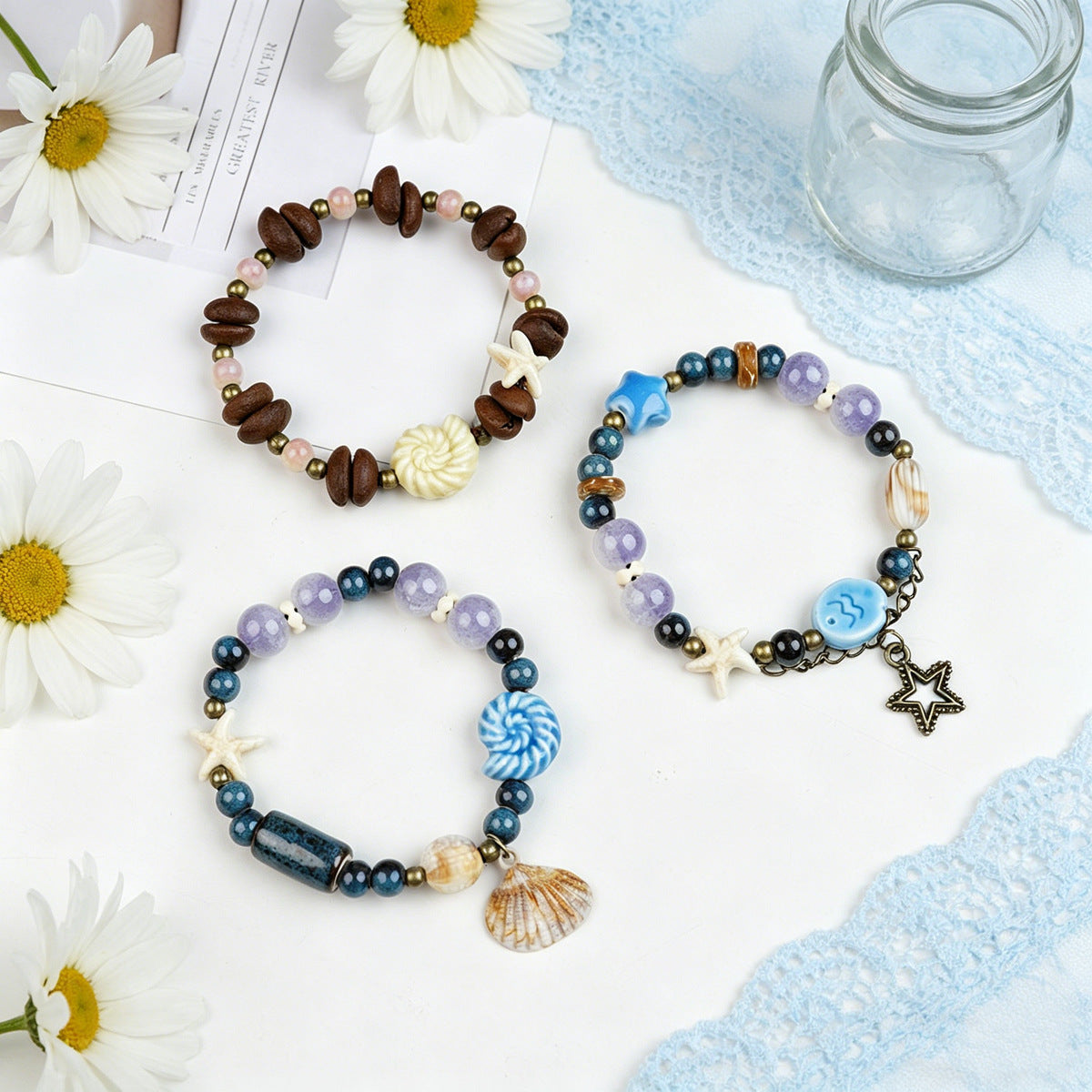 Ocean Ceramic Summer Travel With High Sense Niche Beaded Bracelet