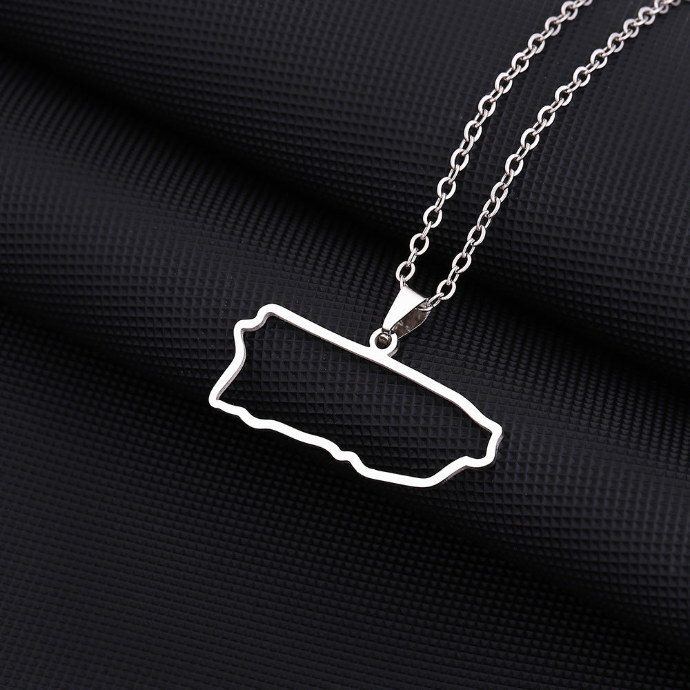 Women's & Men's Stainless Steel Drop Oil Puerto Rico Necklaces