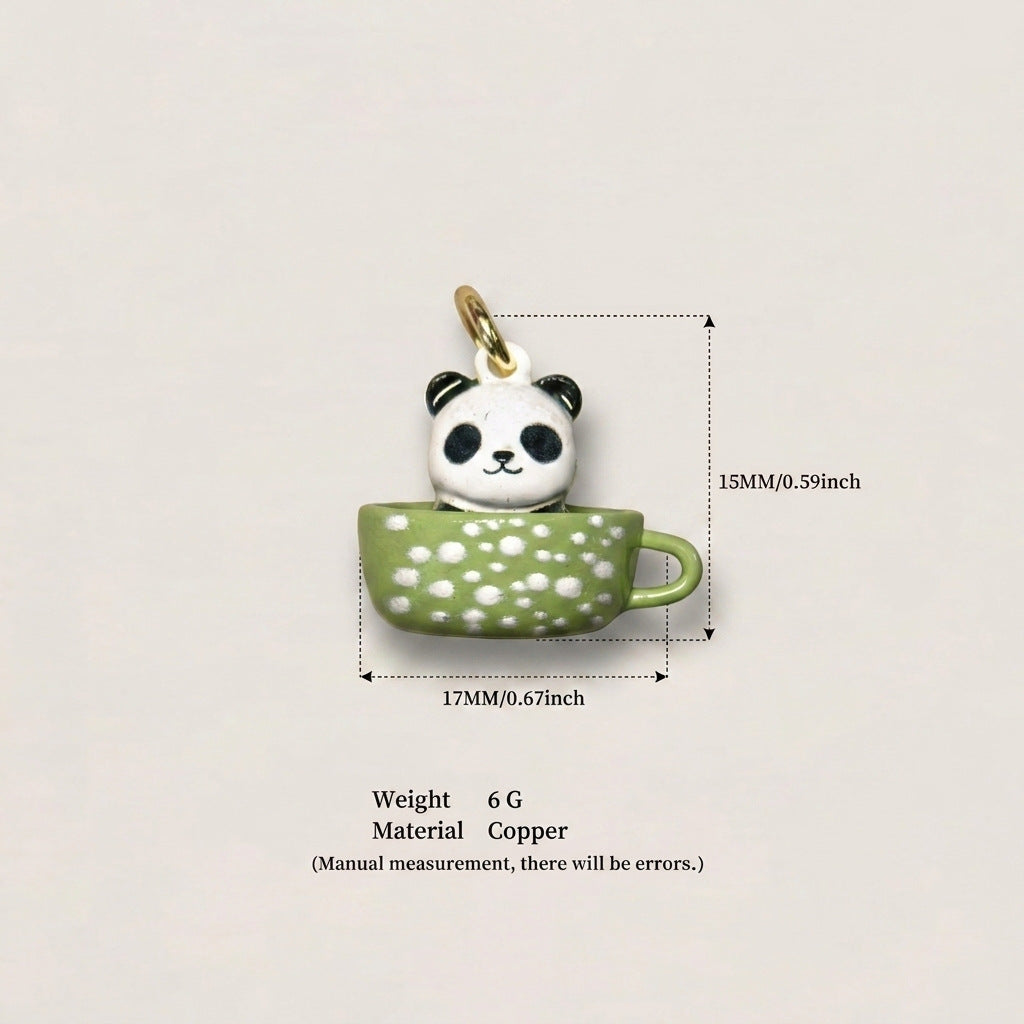 Tea Cup Animal Series Fox Penguin Rabbit Panda Pendant
