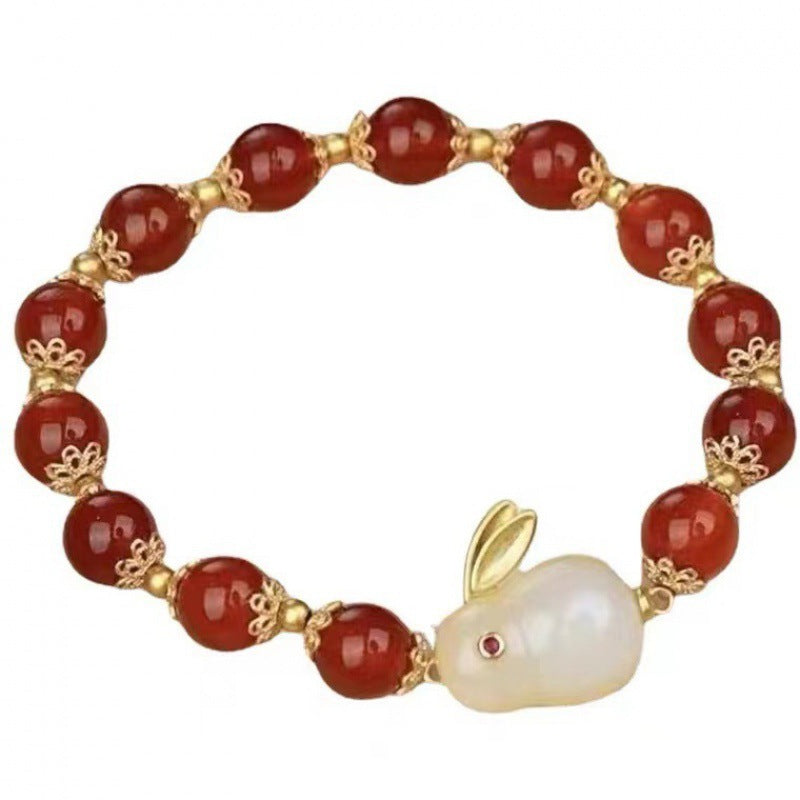 Women's Jade Hare Blessing Card Design Good-looking Girlfriends Antique Gift Bracelet