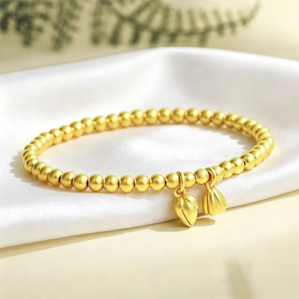 Gold Plated Simple Lotus Seedpod Heart Golden Balls Lucky Female Bracelet