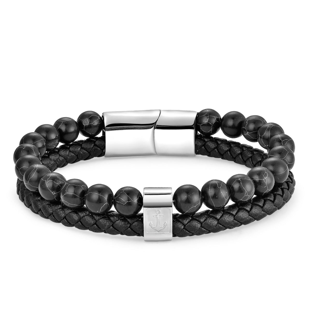 Men's Natural Stone Stainless Steel Authentic Weave Bracelets