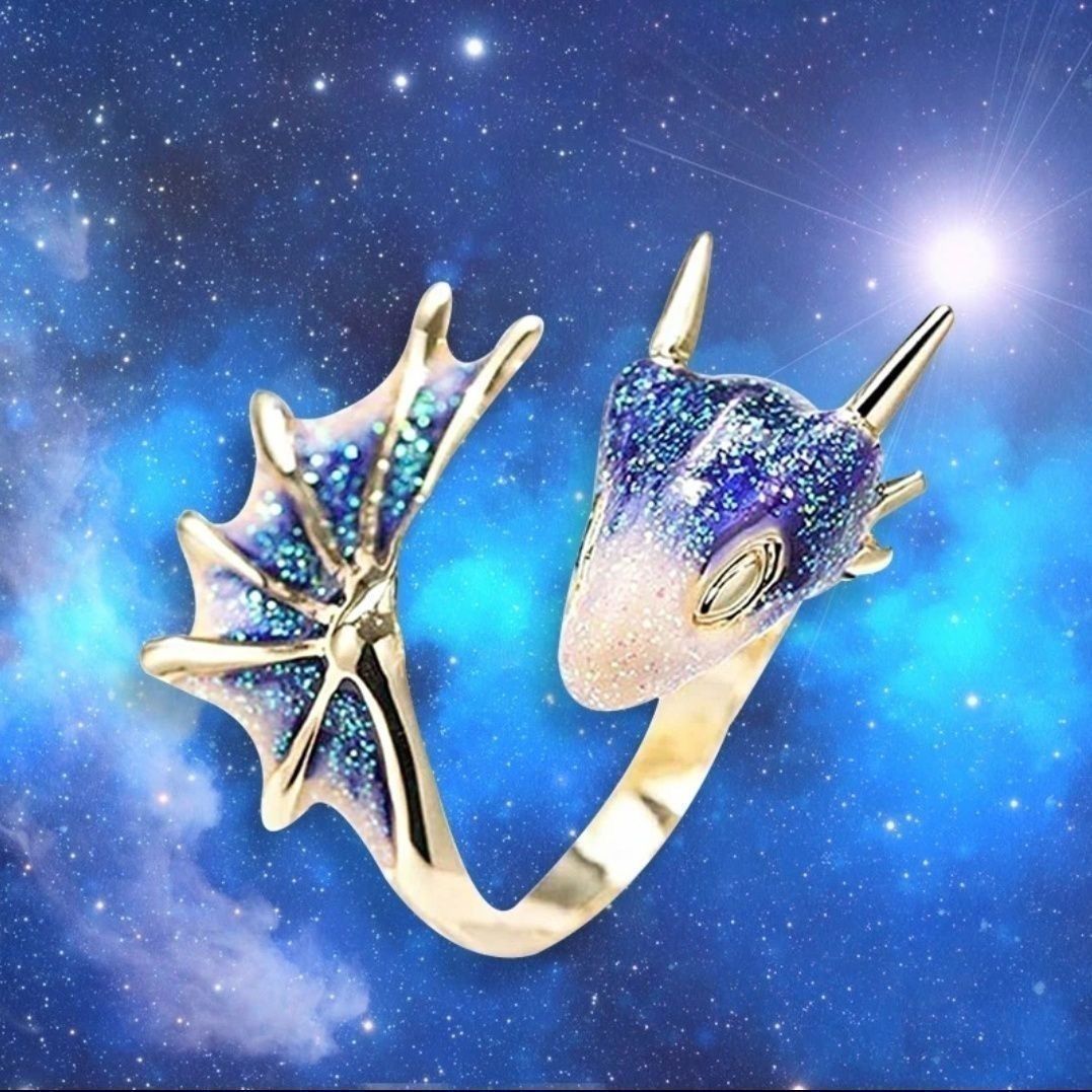 Unicorn Starry Sky Blue Dragon Dark Male Female Personality Niche Rings