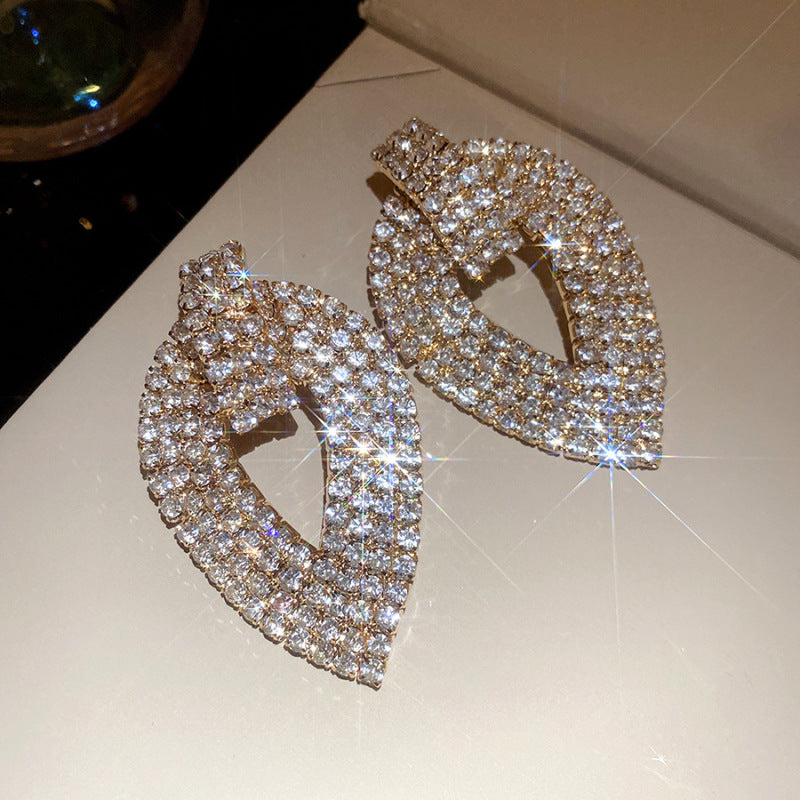 Sier Needle Zircon With Diamond Cross Personality Fashion Refined Grace Earrings