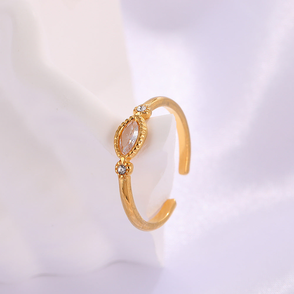 Women's Trendy Adjustable Mouth Korean Style Elegant Stainless Steel Niche Design Rings