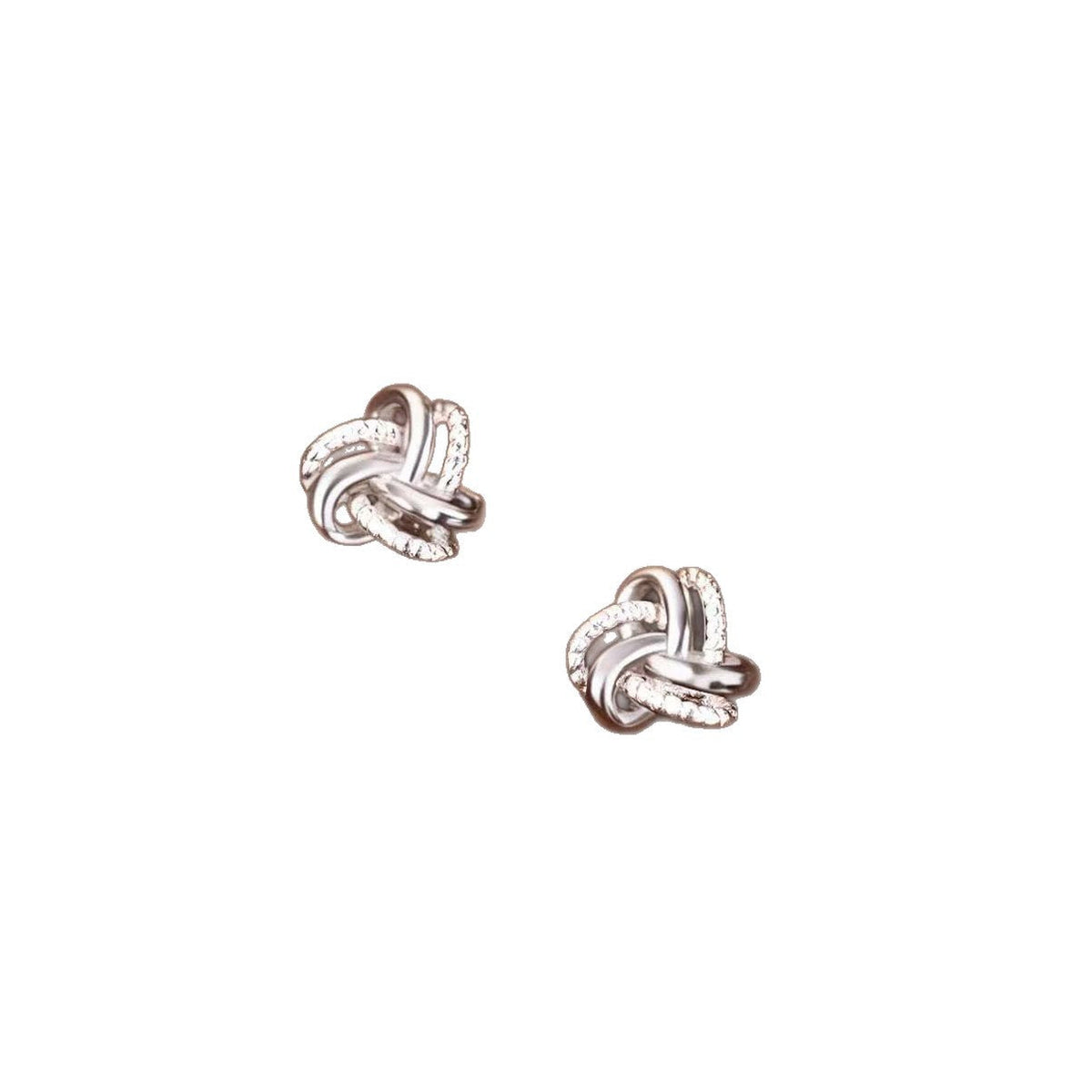 Women's Sier Hoop Winding Ear Ball Screw Exquisite Stud Earrings