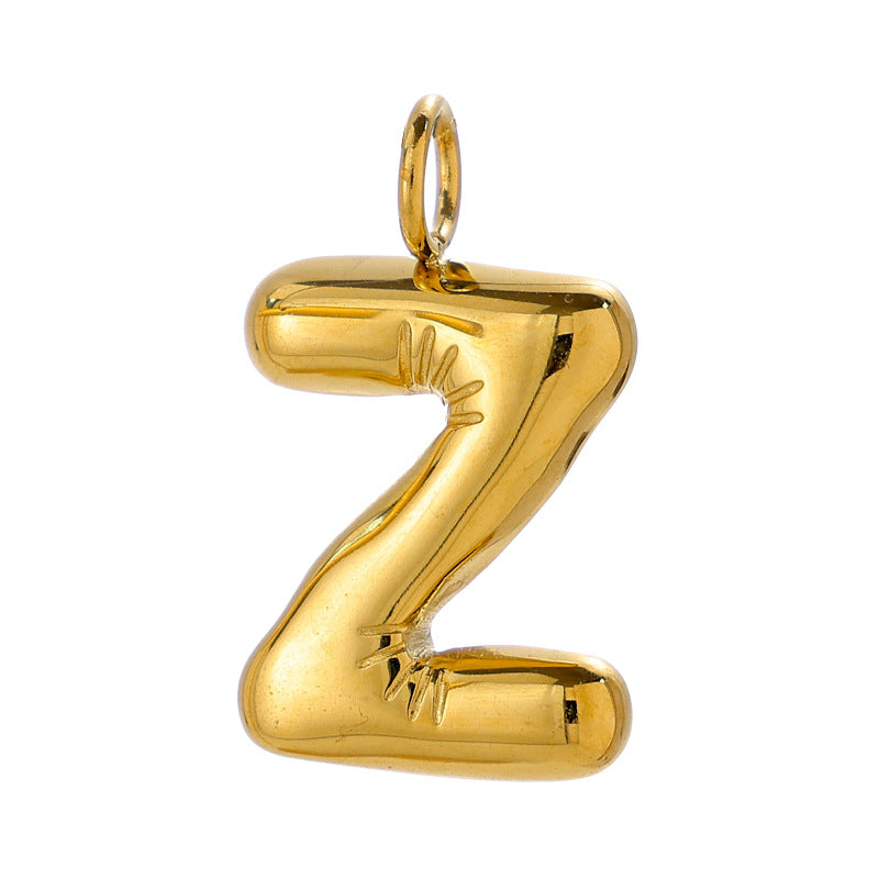 Chubby Bubble English Letter Titanium Steel Gold Pendant