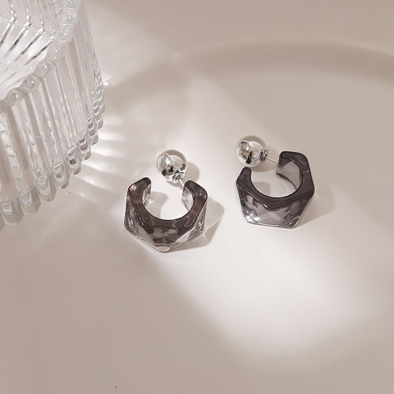 Acrylic Ear Multiple Ways To Wear Shaped Geometric Transparent Stud Earrings