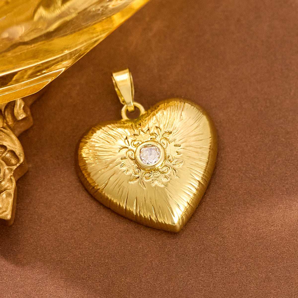 Fashion Colored Loving Heart Cute Gold Color Brass Pendant
