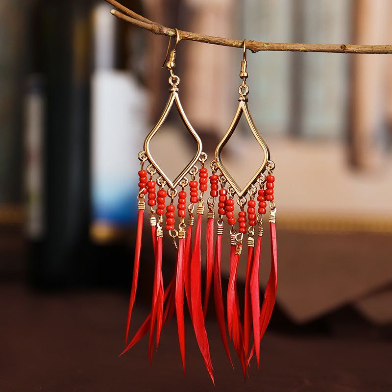 Women's Bohemian Ethnic Tassel Blue Ear Vintage Earrings