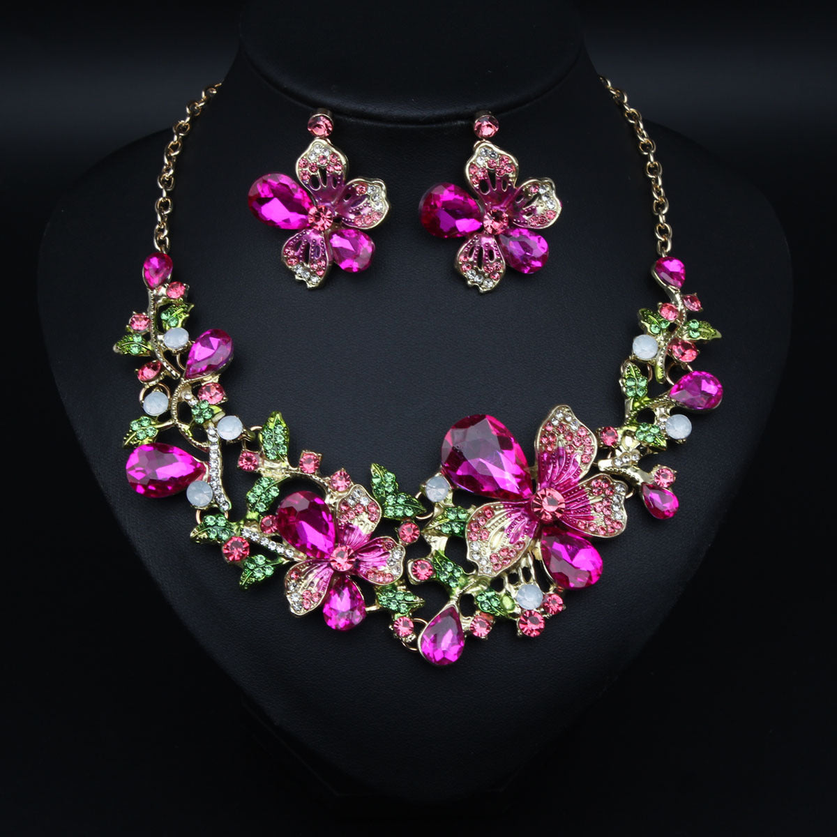 Jewel Flower Crystal Suite Banquet Dress Earrings