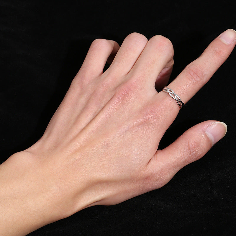 Men's Green Silk Winding Man's Simple Interwoven Trendy Single Rings