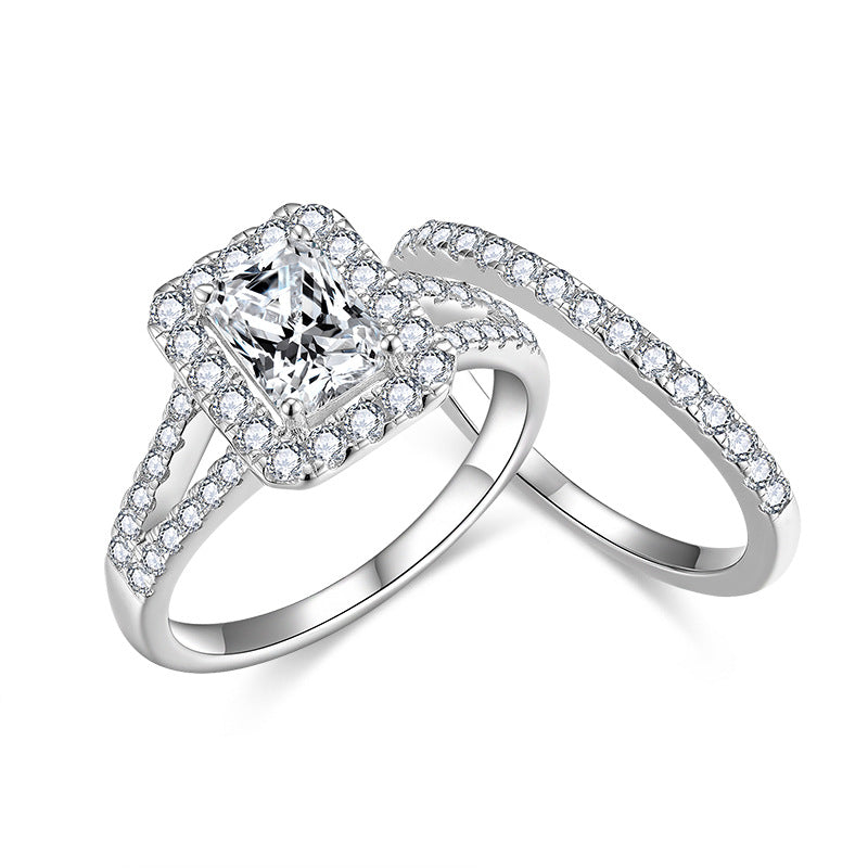 Moissanite Solitaire Ring in Sterling Silver with 18K White Gold Plating – Elegant French-Inspired Stackable Band for Women