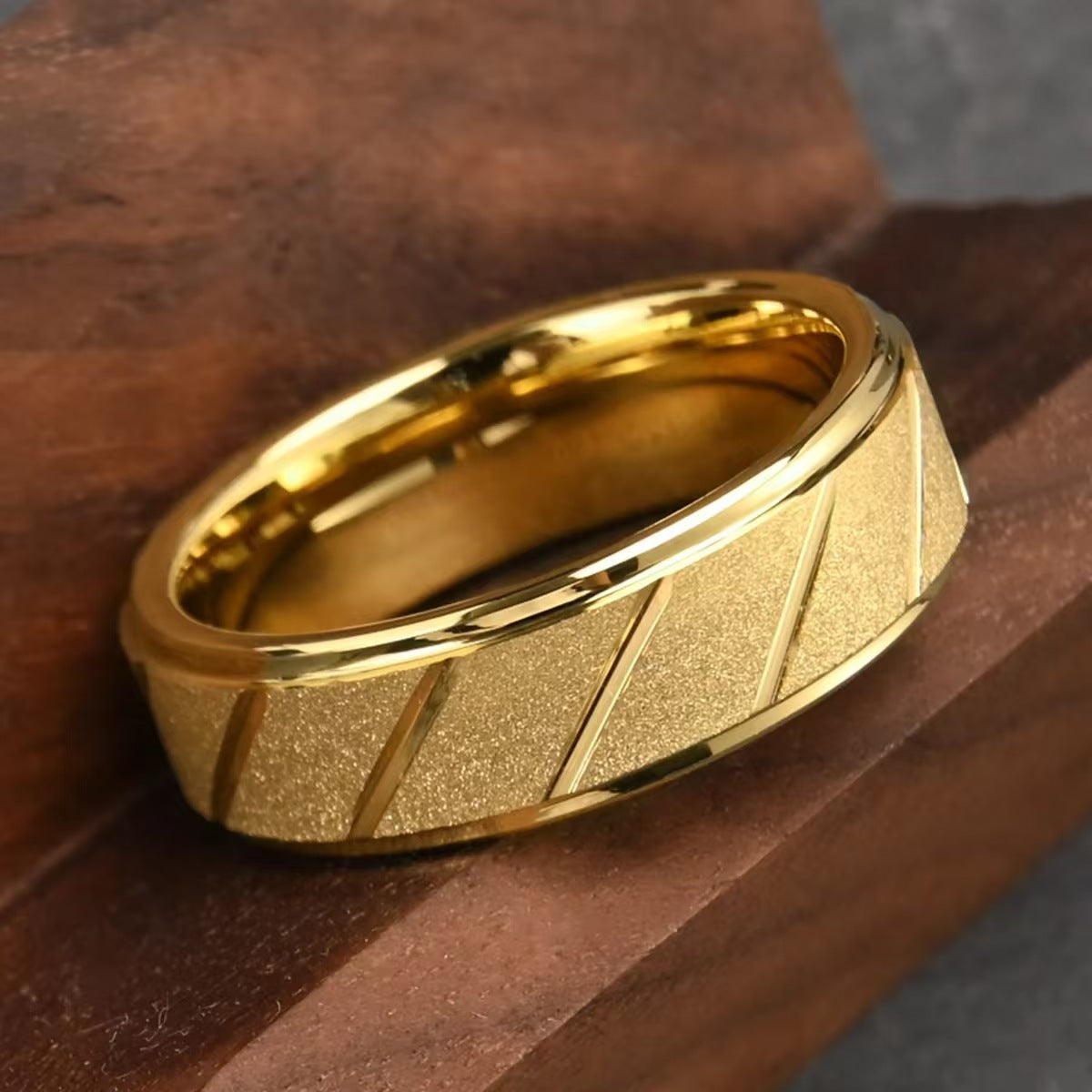 Men's Titanium Steel Outdoor Wedding Sand Twill Rings