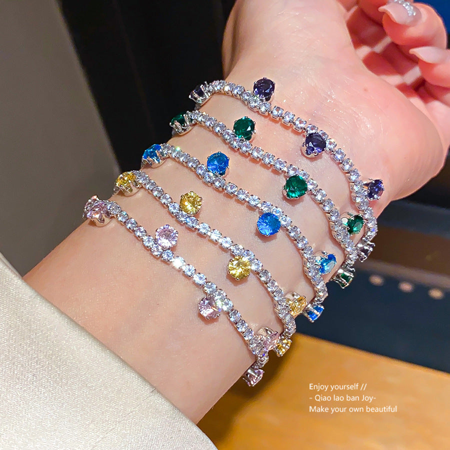 Zircon Round Simple Fashion Buckle Unique Design Fashionable Exquisite Light Bracelets