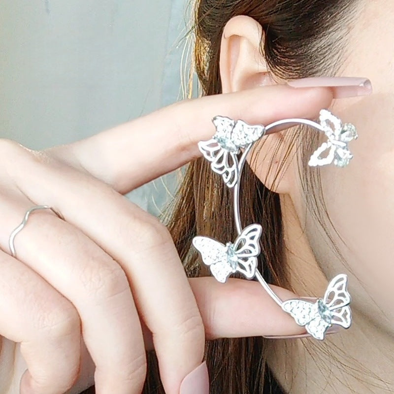 Women's Clip Inlaid Zircon Pearl Light Luxury Stud Earrings