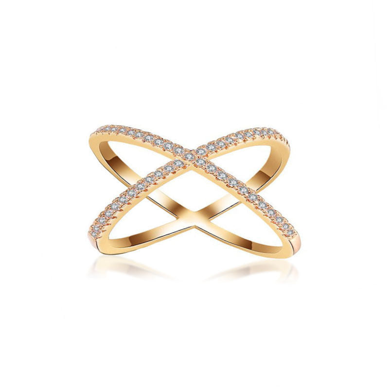 Women's Inlaid Zircon Geometric Cross Fashion Ring