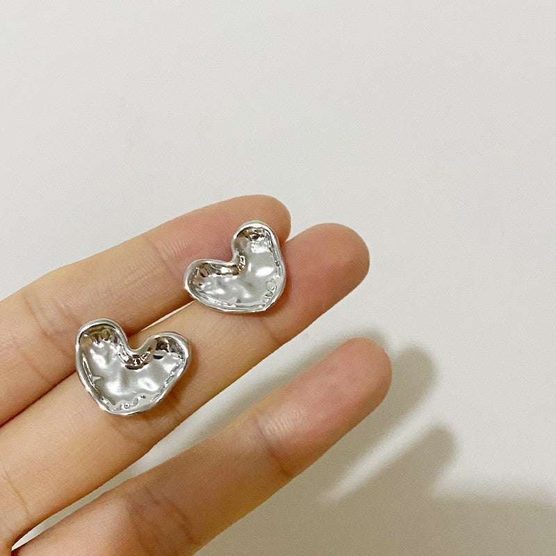 Glazed Love Heart Female French Senior Fashion Stud Earrings