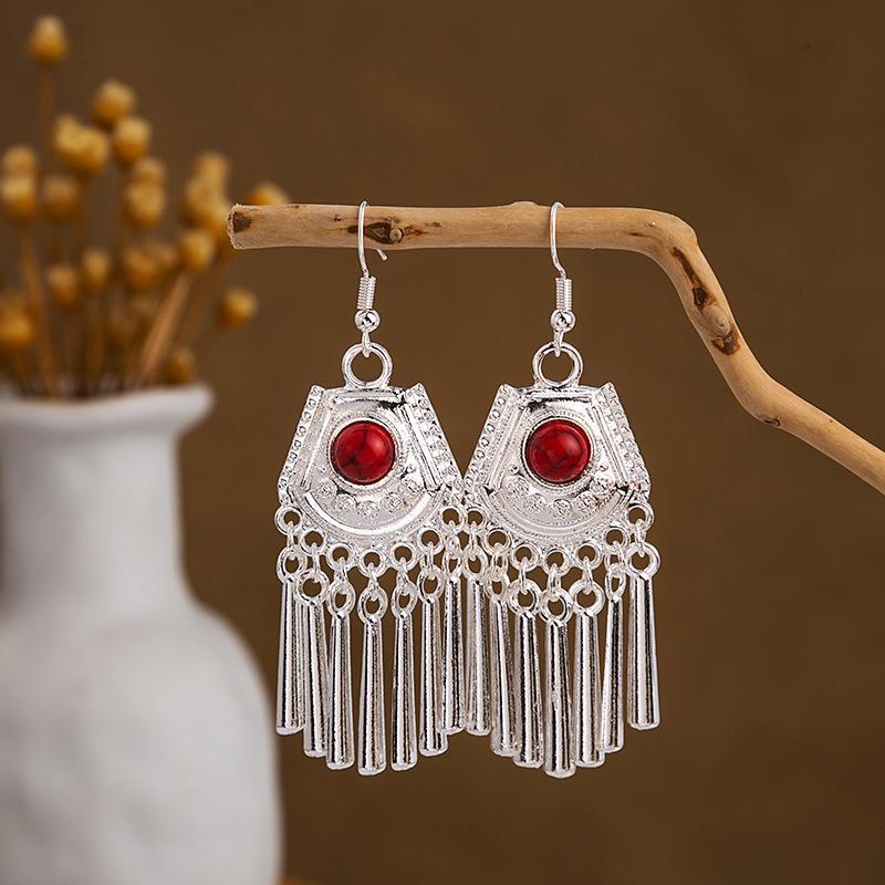 Colorful Long Feather Tassel Scenic Spot Earrings