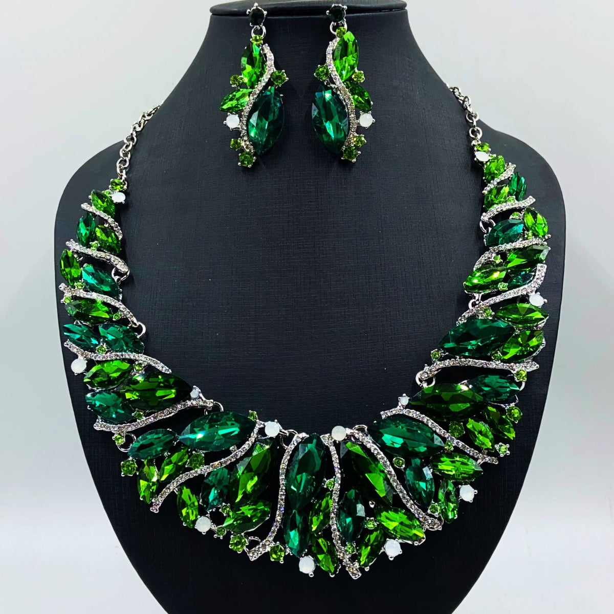 Women's Exaggerated 2 Pcs Crystal Suite Bridal Jewelry Set