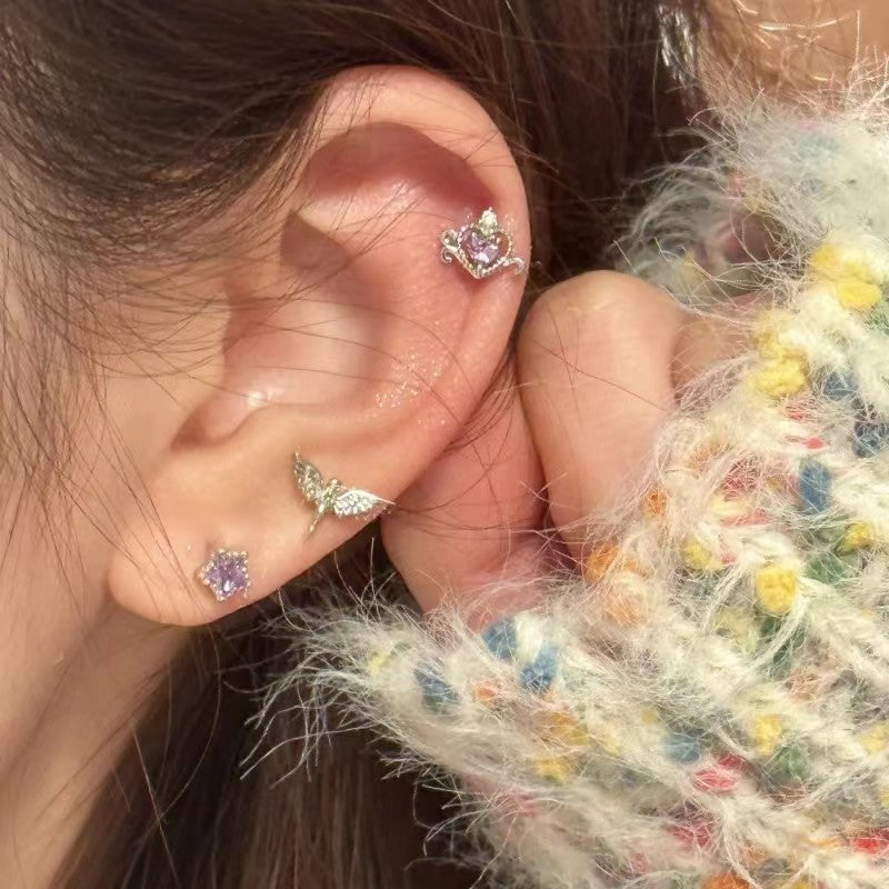 Lucky Bird Dark Punk Little Angel Devil Wings Love Star Earrings