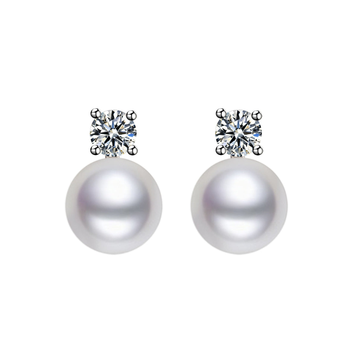 Elegant French-Inspired Freshwater Pearl & D-Color VVS1 Moissanite Stud Drop Earrings in Sterling Silver