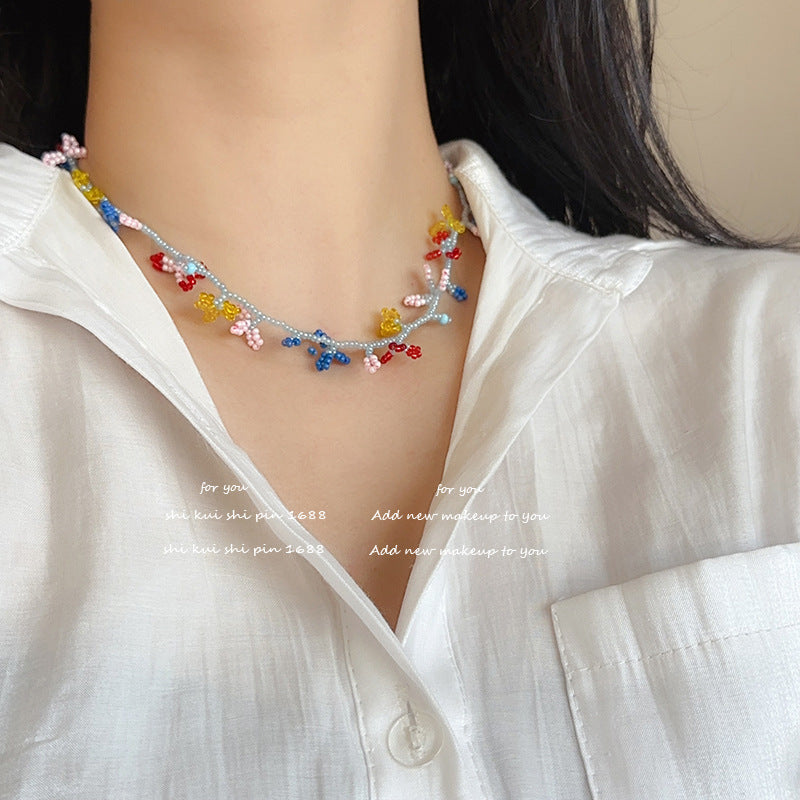 Beaded Collarbone Retro National Style Color Necklace