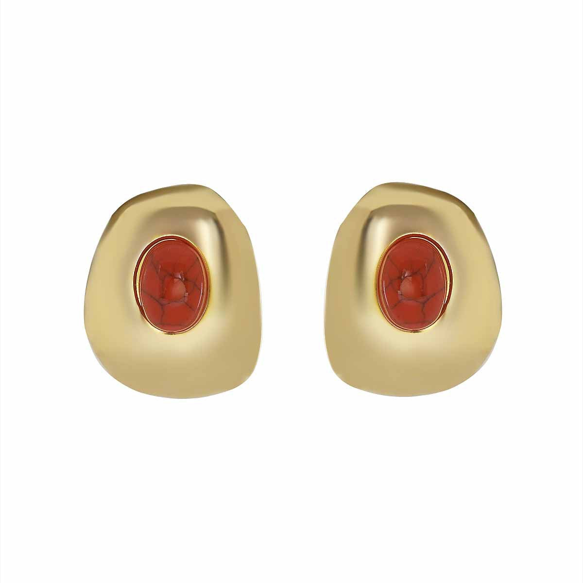 Retro Minority High-grade Inlaid Turquoise Ear Light Luxury Geometric Irregular Earrings