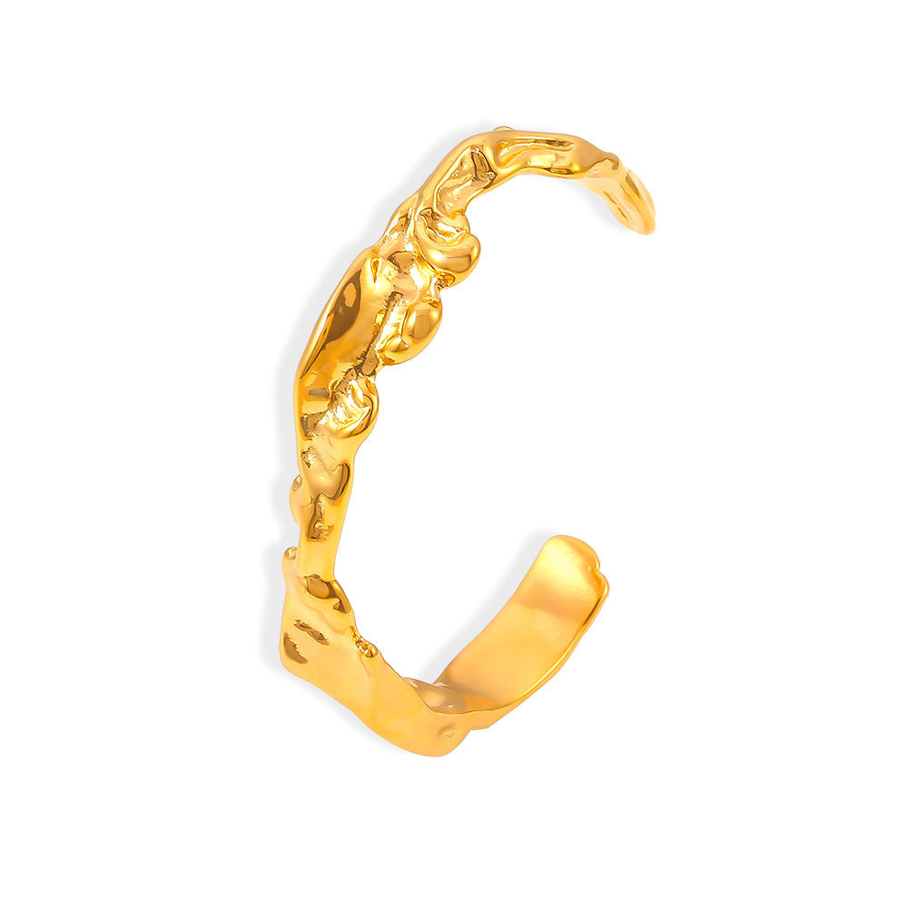 Women's Irregular Beating Wave Pattern Personalized Opening Stainless Bracelets
