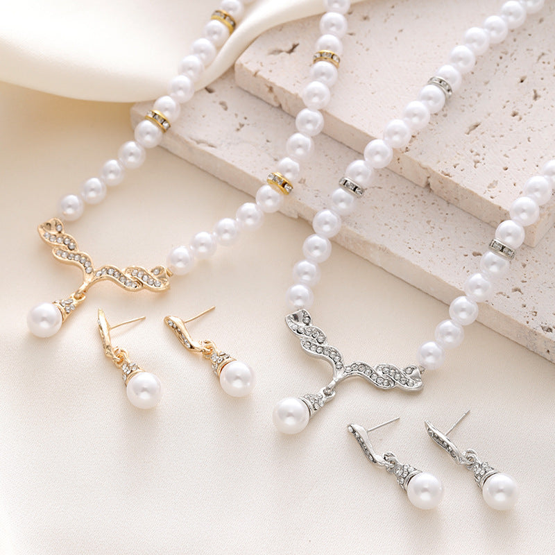 Suit Korean Style Personalized Angel Wings Pearl Necklaces