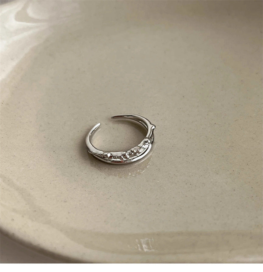 Women's White Chalcedony Flower Light Luxury Texture Gentle Small Little Finger Ring