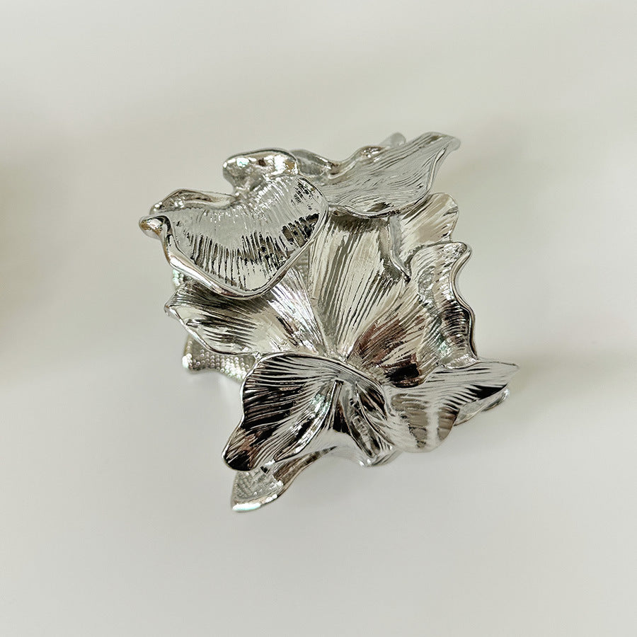 Exaggerated Metal Leaf Petal Stitching Wide Fashionable Bracelet
