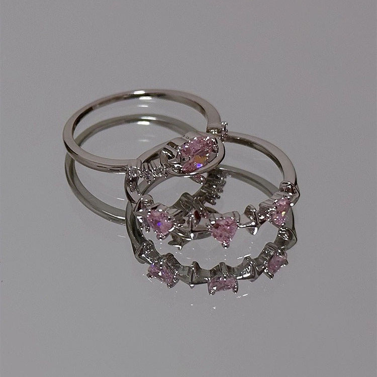 Women's Korean Fashion Personalized Minority Design Cold Style Refined Zircon Index Rings