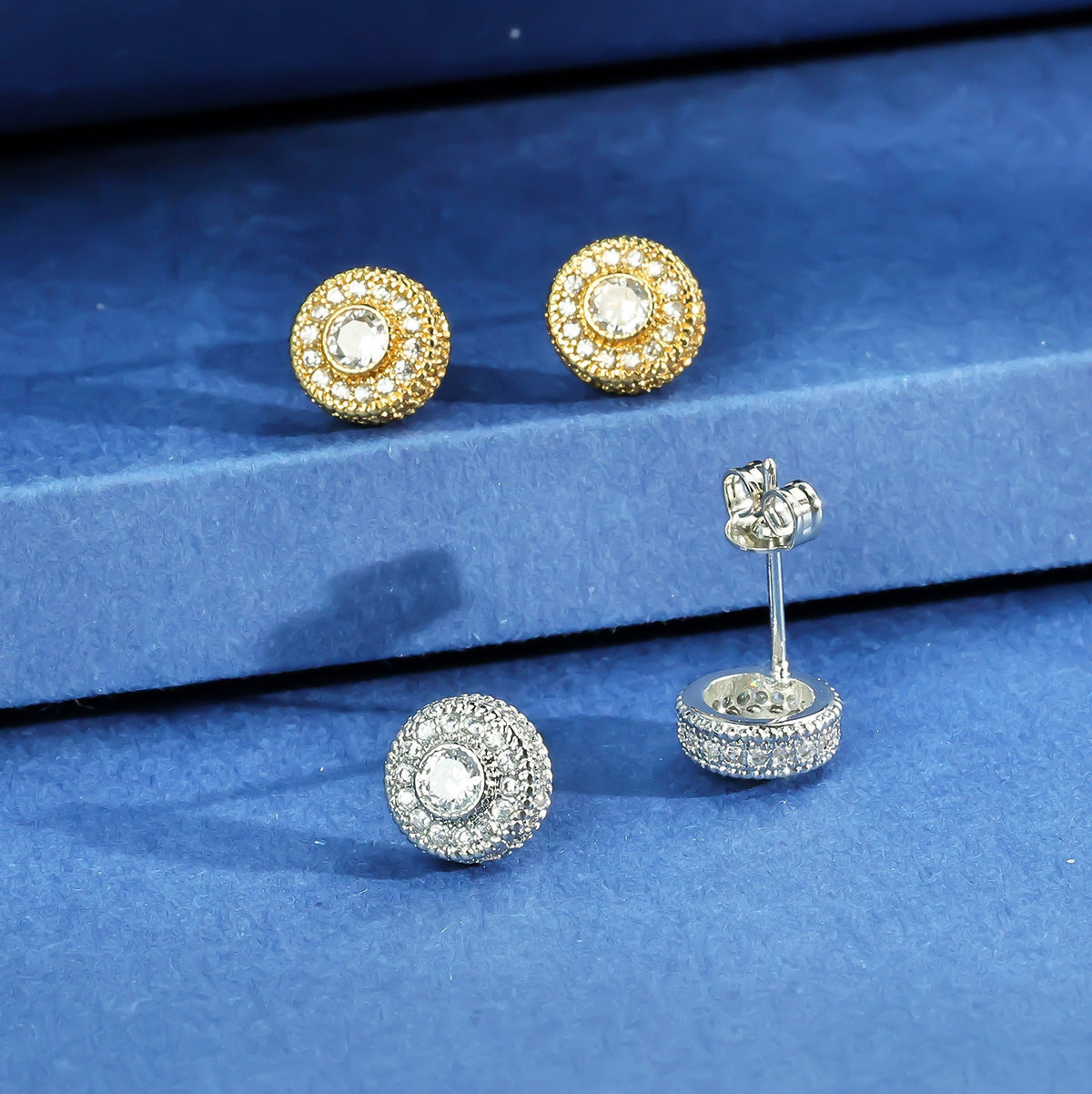 Women's & Men's Hop Full Diamond Micro Inlaid Zircon Round Street Stud Earrings