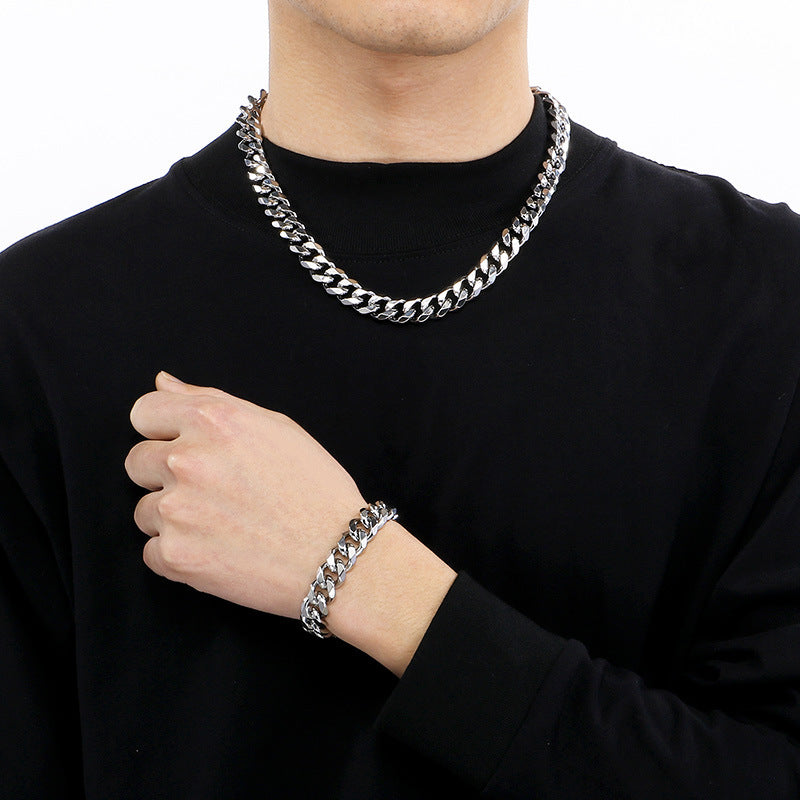 Men's Hip Hop Thick Chain Trendy Stainless Six-sided Necklaces