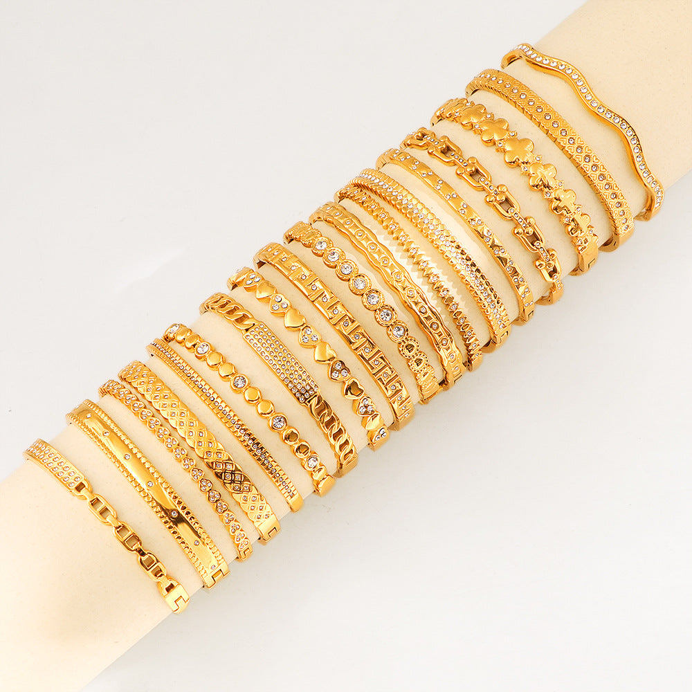Women's Fashion Titanium Steel Geometric Variety White Diamond Light Luxury Bracelet