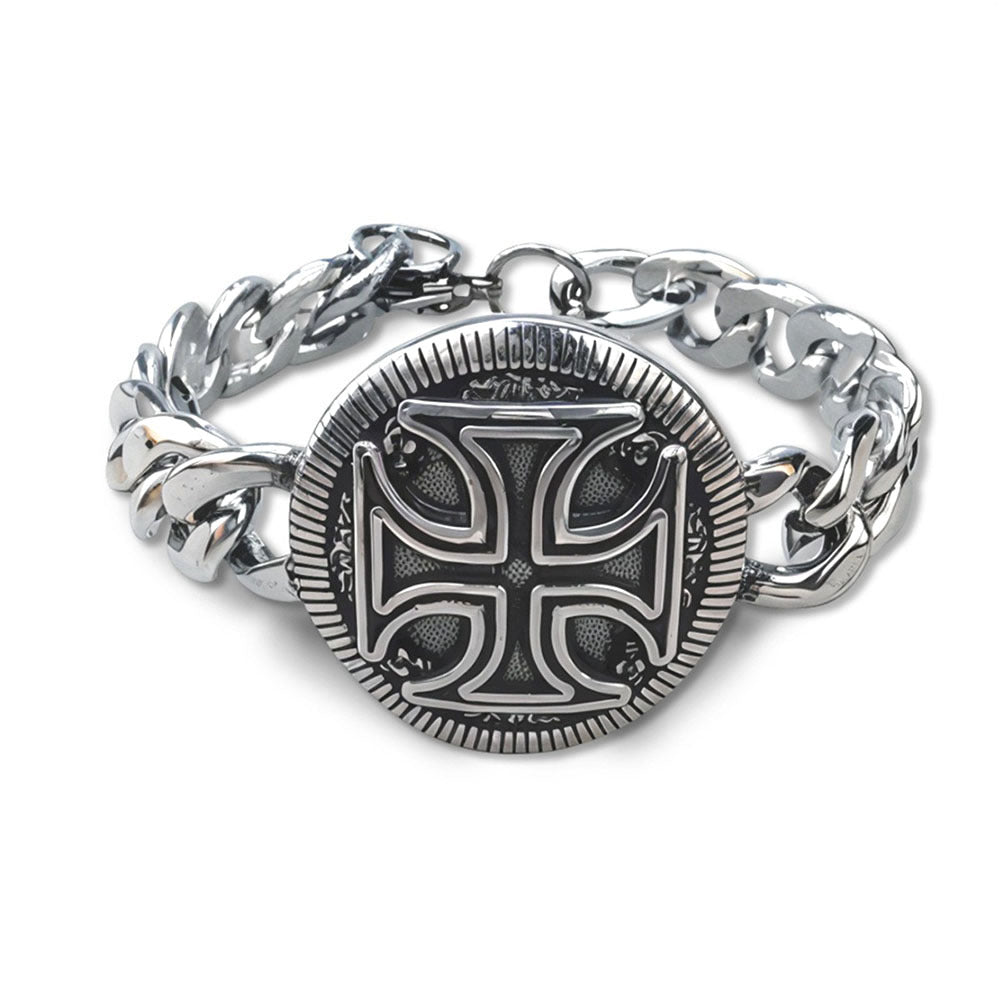 Men's Manly Cross Stainless Steel Skull Halloween Bracelet