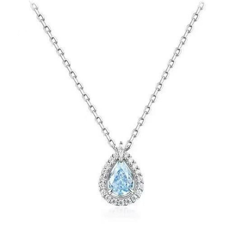 Women's Sterling Sier Blue Tears Drop For Light Luxury Necklace