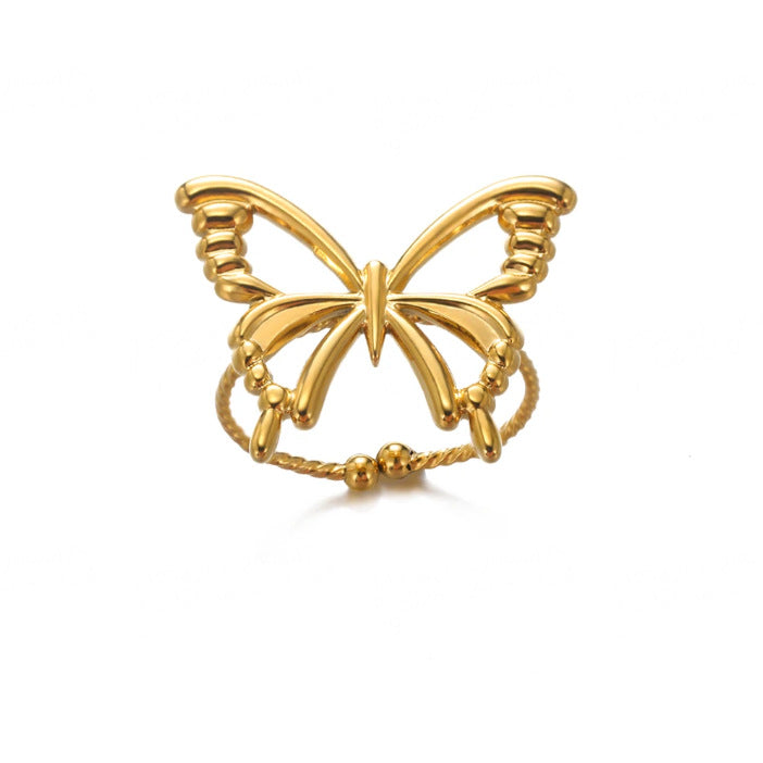 Women's Gold Exquisite Mini Small Butterfly Zircon Opening Rings