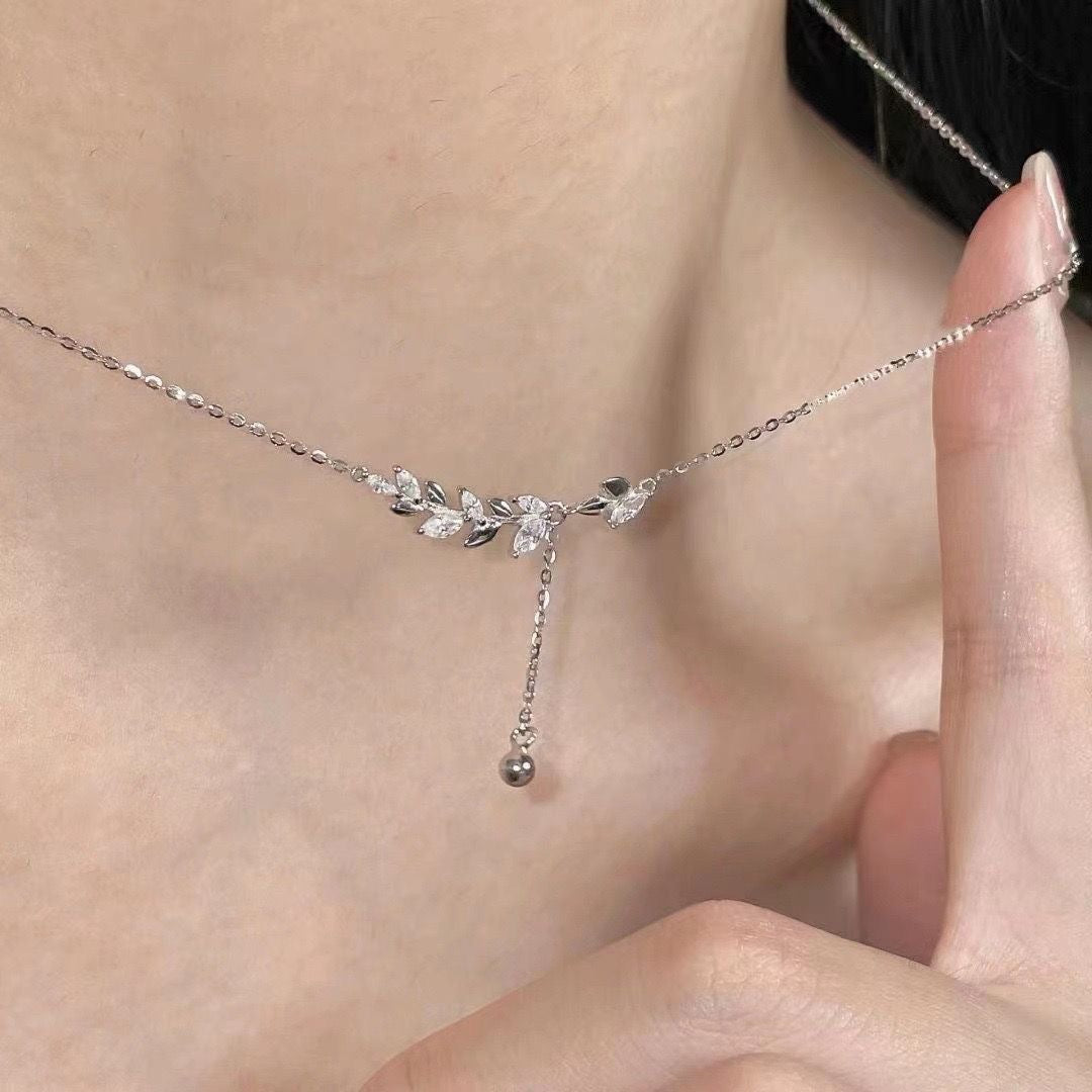 Super Shiny Wheat Female Summer Sweet Design Panicle Safe Leaf Necklaces