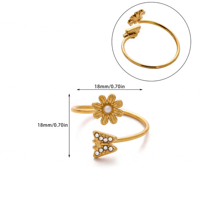 Women's Gold Exquisite Mini Small Butterfly Zircon Opening Rings