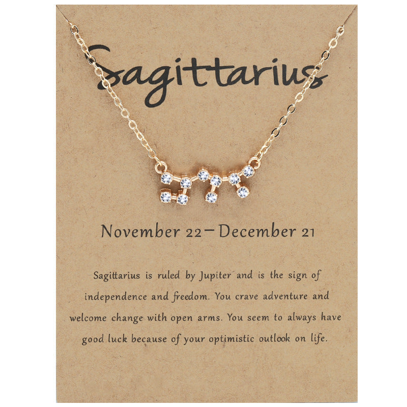 Twee Constellation Brown Card Rhinestone Clavicle Necklaces