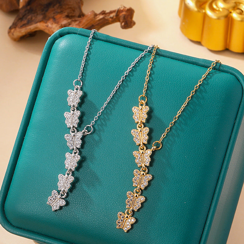 Women's Elegant Six Butterfly Titanium Steel Affordable Luxury Pendants