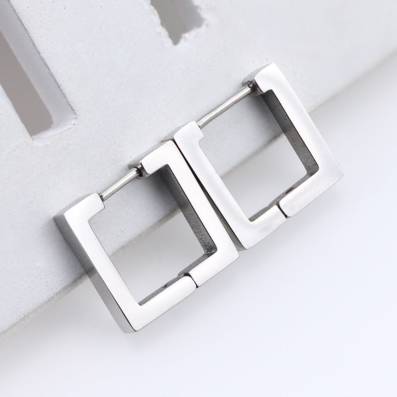 Steel Geometric Personality Hexagon Ear Clip Simple Square Earrings