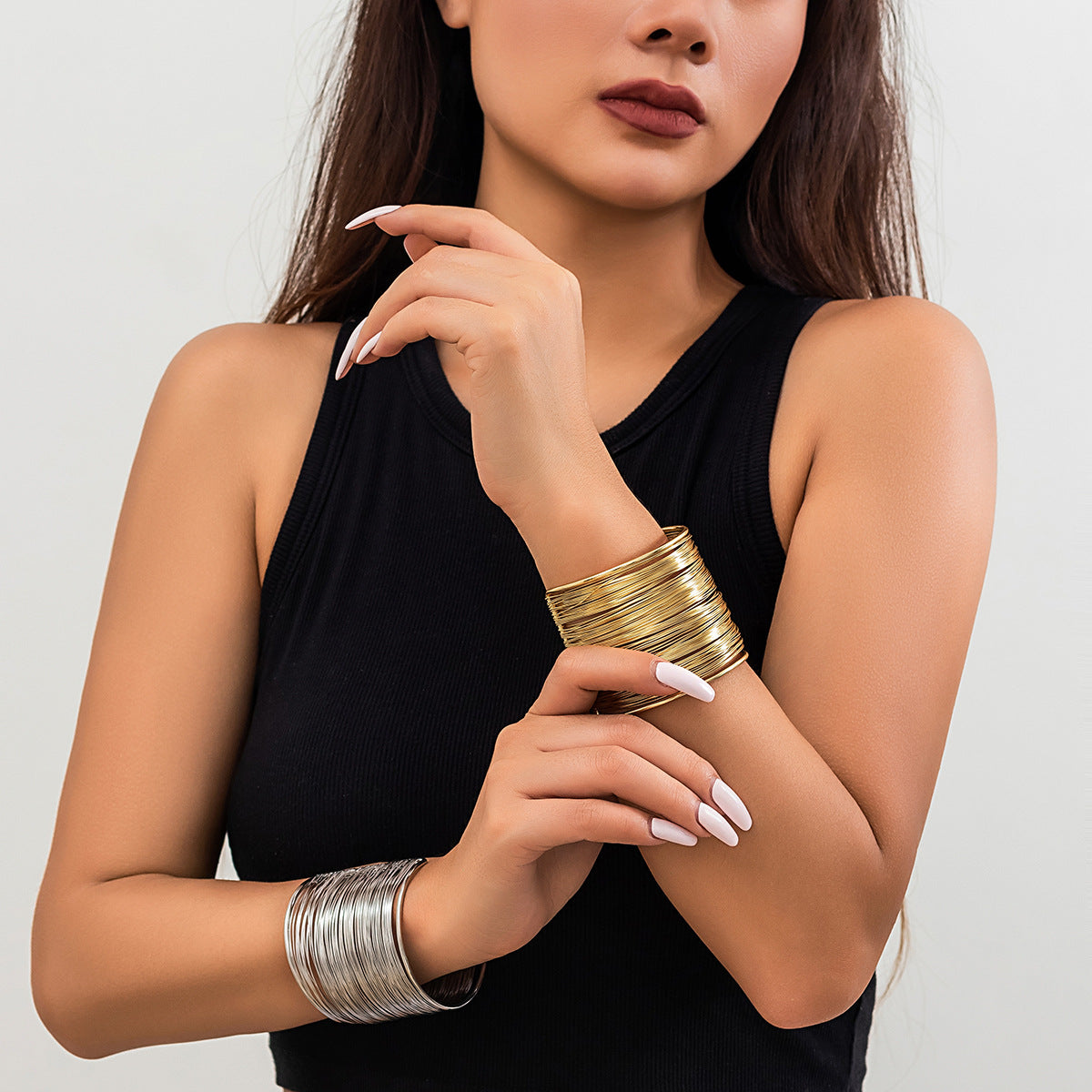 Women's Brushed Open Electroplated Personality Sweet Cool Style Bracelets