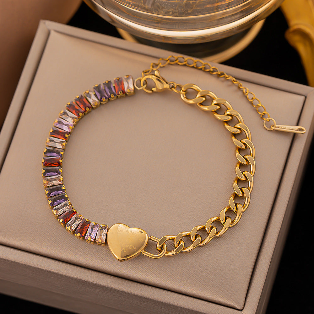 Red Rope Roman Numerals Double Peach Heart Bracelets