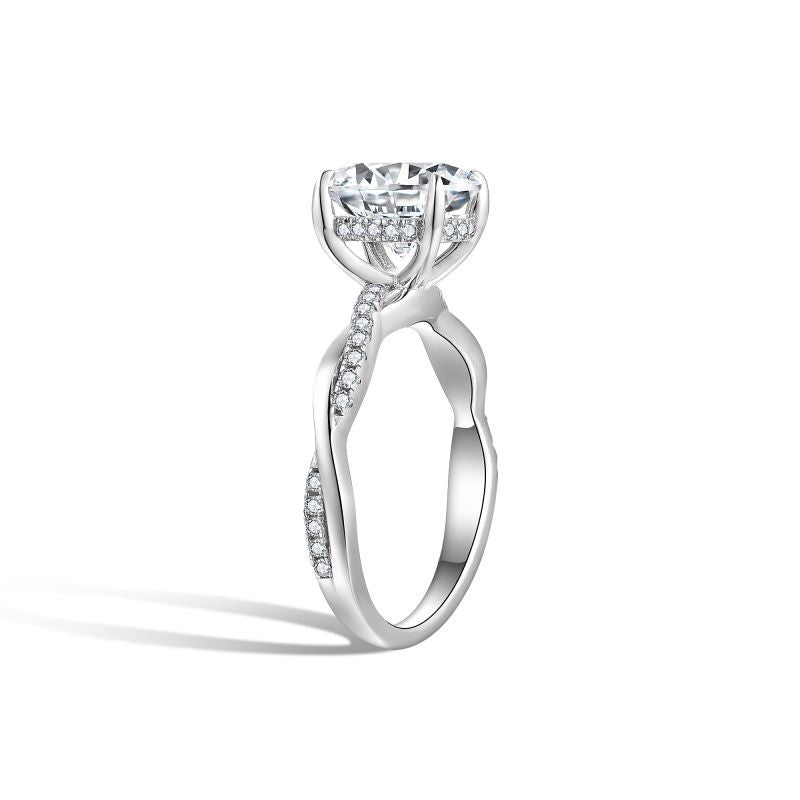 2-Carat Full D-Color VVS1 Moissanite Solitaire Ring with Four-Prong Vine Band – Modern Minimalist Engagement Ring