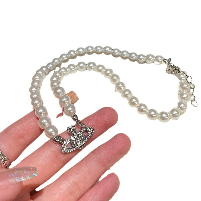 Saturn Pearl Light Luxury Clavicle Chain Necklaces