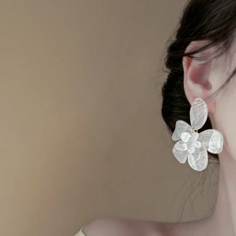 Needle High-grade Flower Tassel Pearl French Fashion Earrings